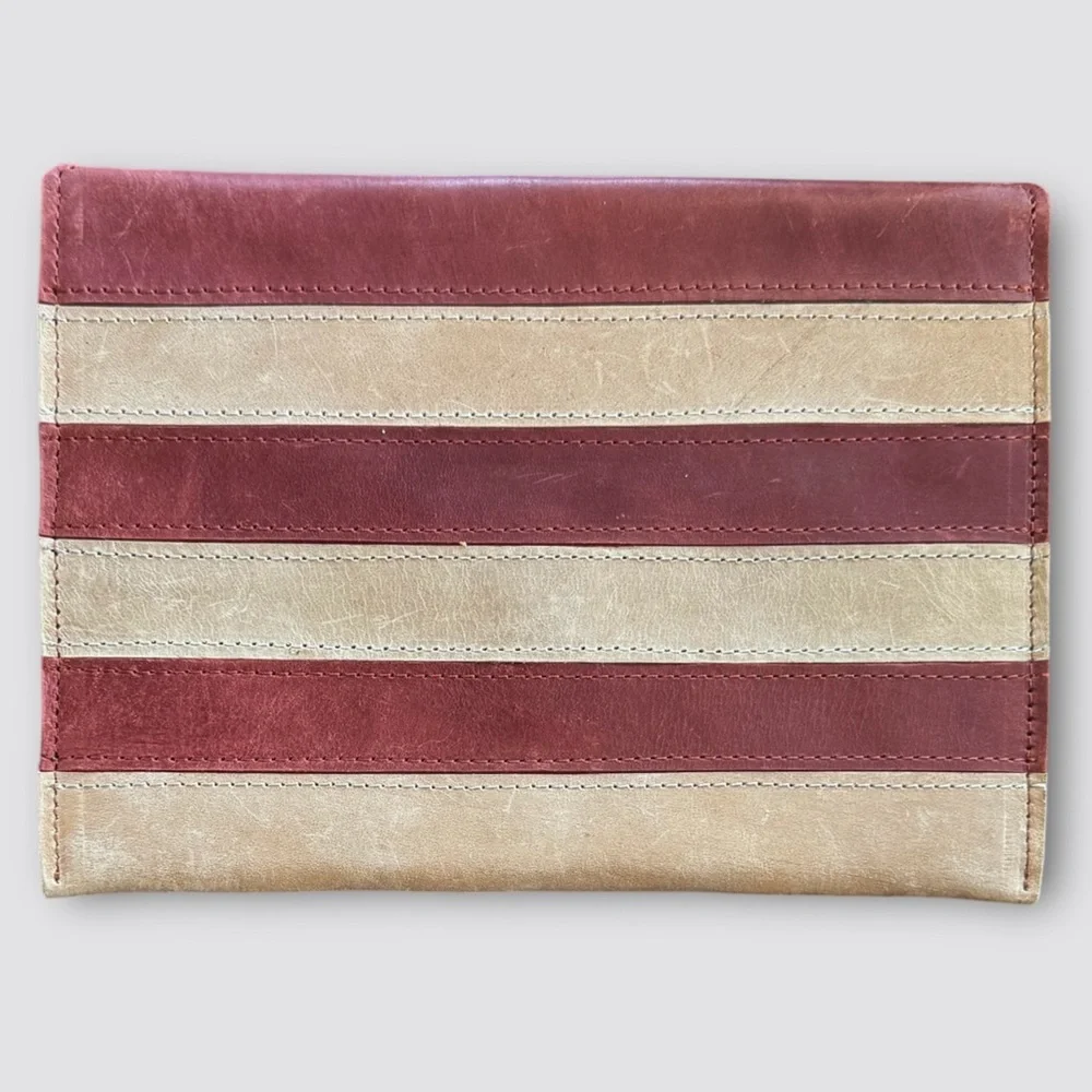 Leather Striped Envelope Clutch
